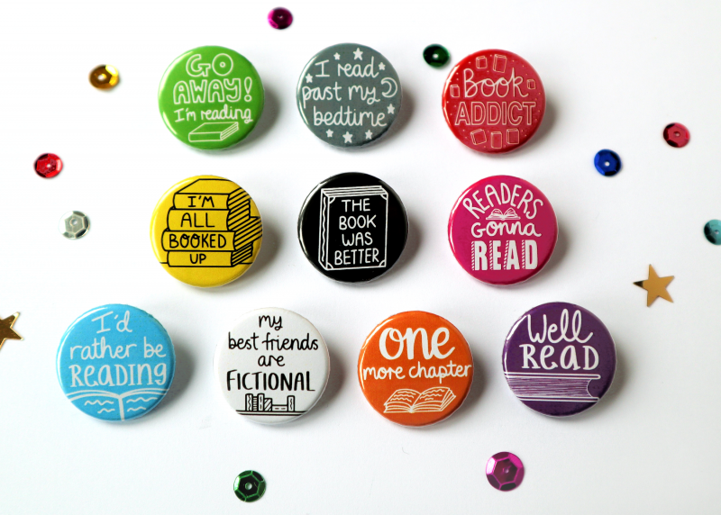 Book Themed Funny Badges Gifting Moon 2