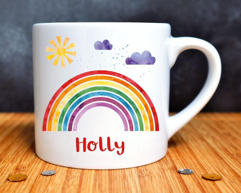 Rainbow Personalised Child's Mug Gifting Moon
