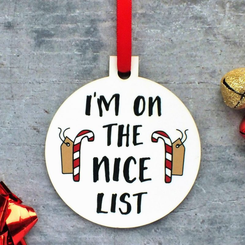 I'm On The Nice List Christmas Ornament at Gifting Moon