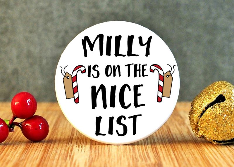 Personalised On The Nice List Badge at Gifting Moon