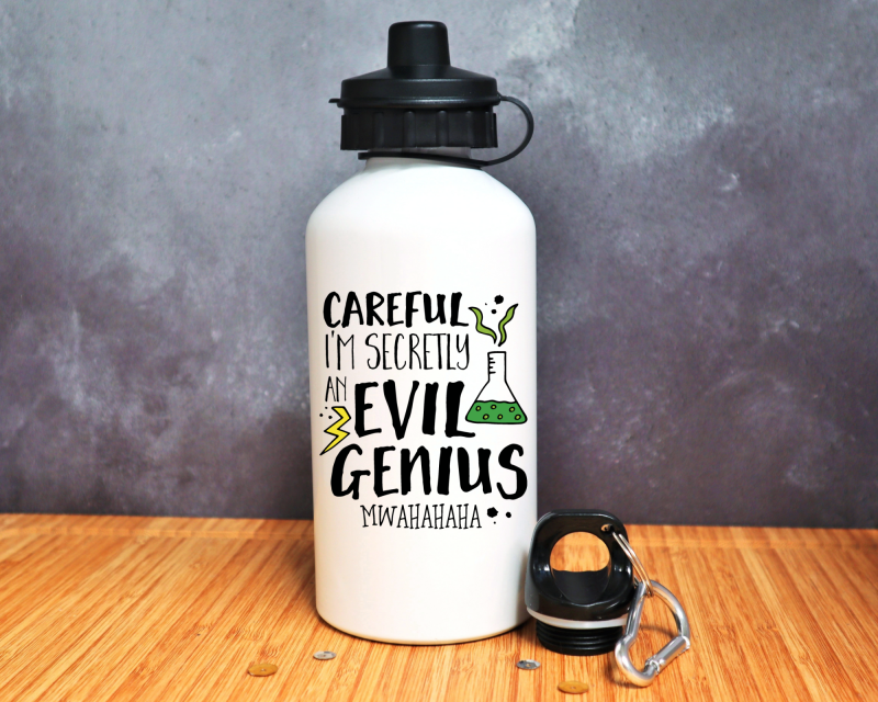 Careful I'm Secretly An Evil Genius Water Bottle Gifting Moon