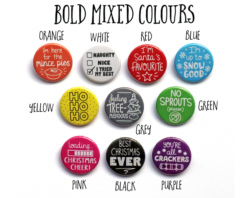 Bold Mixed Colours Christmas Badges